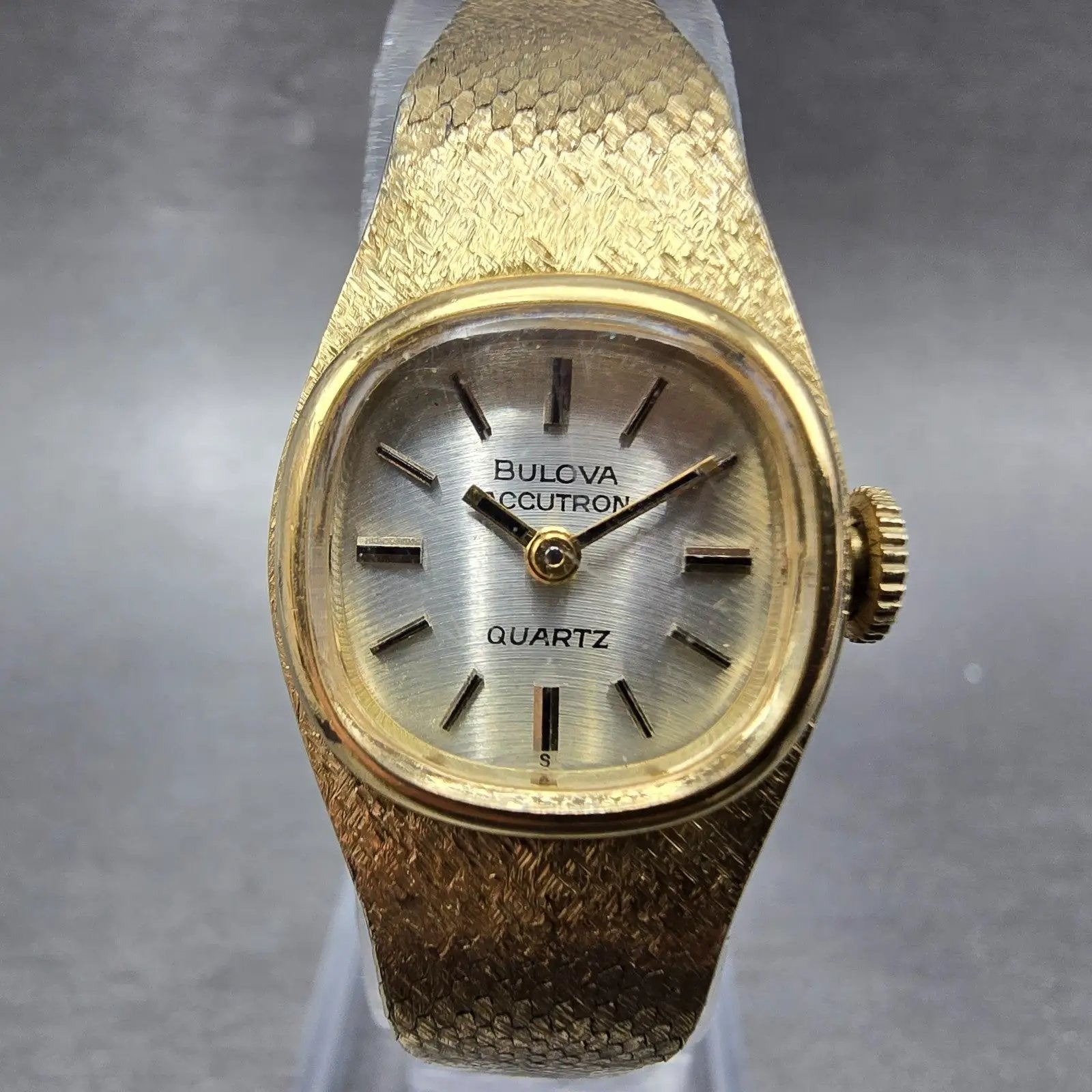 Bulova Accutron Watch Women 18mm Champagne Dial Gold Tone Rectangle PARTS0