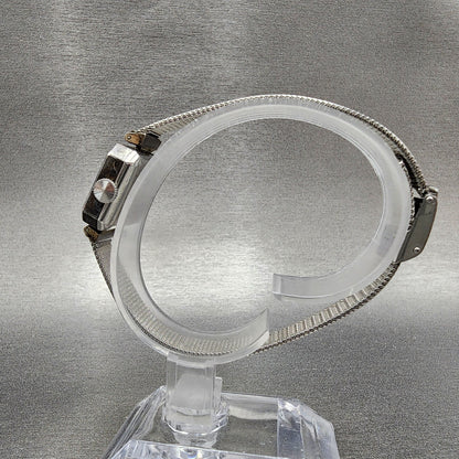 VTG Seiko Watch Women 22mm Silver Dial Blue bezel Silver Case Octagon Runs6