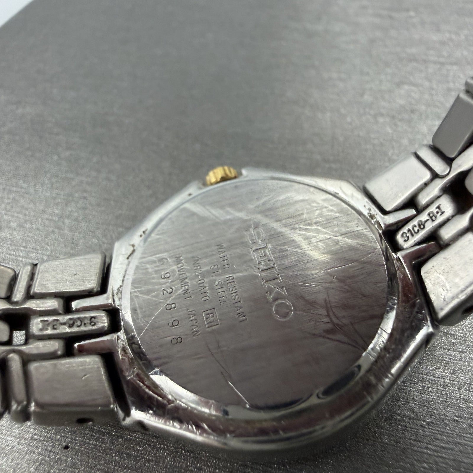 Seiko Watch Women 26mm Silver Dial Two Tone Date Round 7n82-0at0 New Battery JMO9