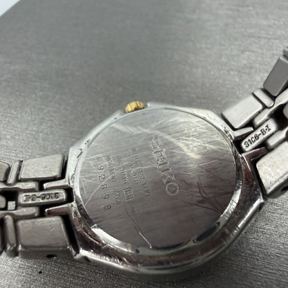 Seiko Watch Women 26mm Silver Dial Two Tone Date Round 7n82-0at0 New Battery JMO9