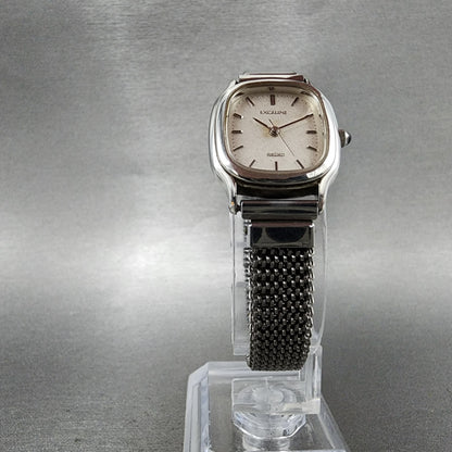 Seiko Exceline Tank Watch Women 21mm Silver Dial Silver Tone 3f315a00 New Batt5