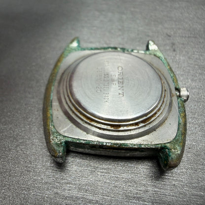 Orient Watch Men 31mm Silver Dial Silver Tone Rectangle I515101-20 PARTS Vintage12