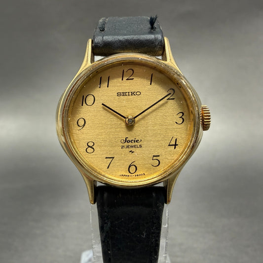 Seiko Socie Watch Women 26mm Champagne Dial Gold Tone Manual Round 11-8220 Runs0