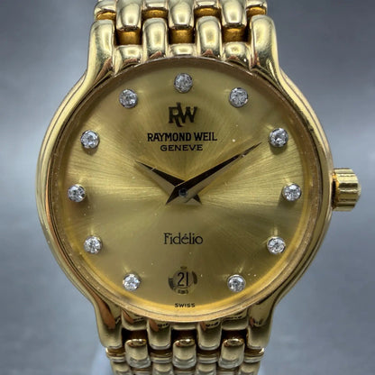 Raymond Weil Fideli Watch Women 24mm Champagne Dial Gold Tone Date 4702 NewBat1
