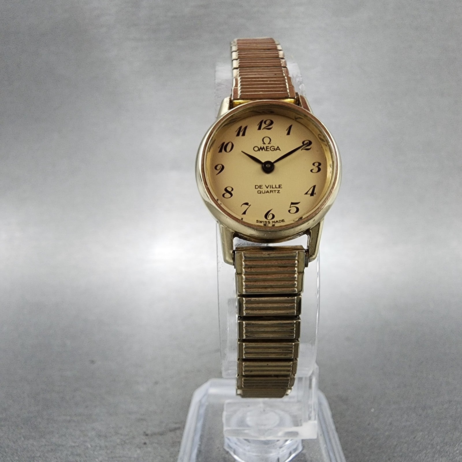 Omega De Ville Watch Women 20mm Gold Dial 10K Gold Filled Round 5910040 New bat5