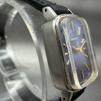 Seiko Tank Watch Women 16mm Blue Dial Silver Tone Rectangle Manual 11043419 Run3