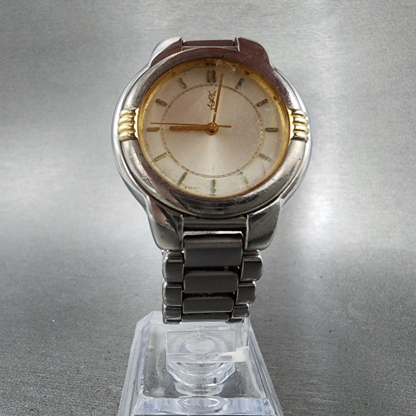 Yves Saint Laurent Watch Women 32mm White Dial Two Tone Round 6031G11246 PARTS6