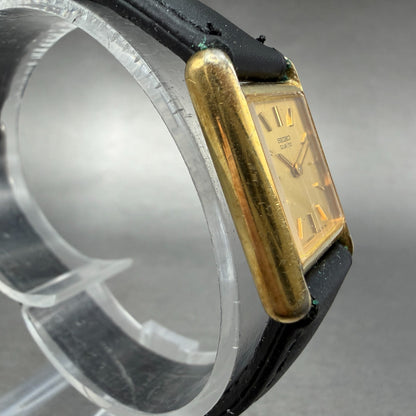 Seiko Tank Watch Women 18mm Champagne Dial Gold Tone VTG 1400-5039 New Battery3