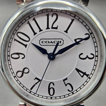Coach Madison Watch Women 32mm White Dial Silver Date Round Leather New Batt1