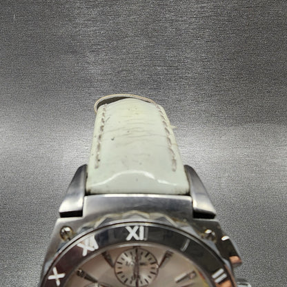 Seiko Sportura Chronograph Watch Unisex 38mm White Dial Steel 7t920ka0 New Batt4