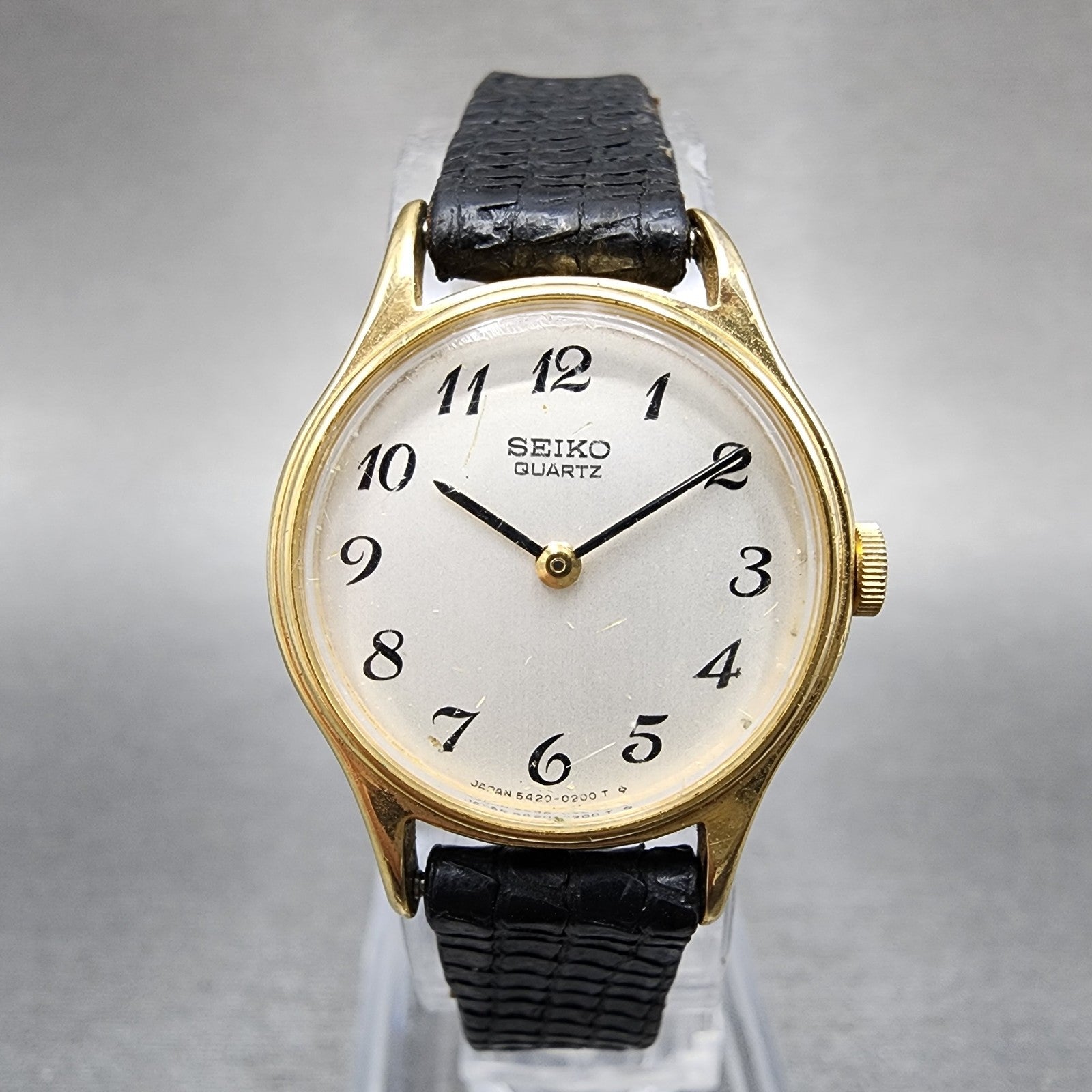 Seiko Watch Women 22mm White Dial Gold Tone Round 54200049 New Battery VTG0