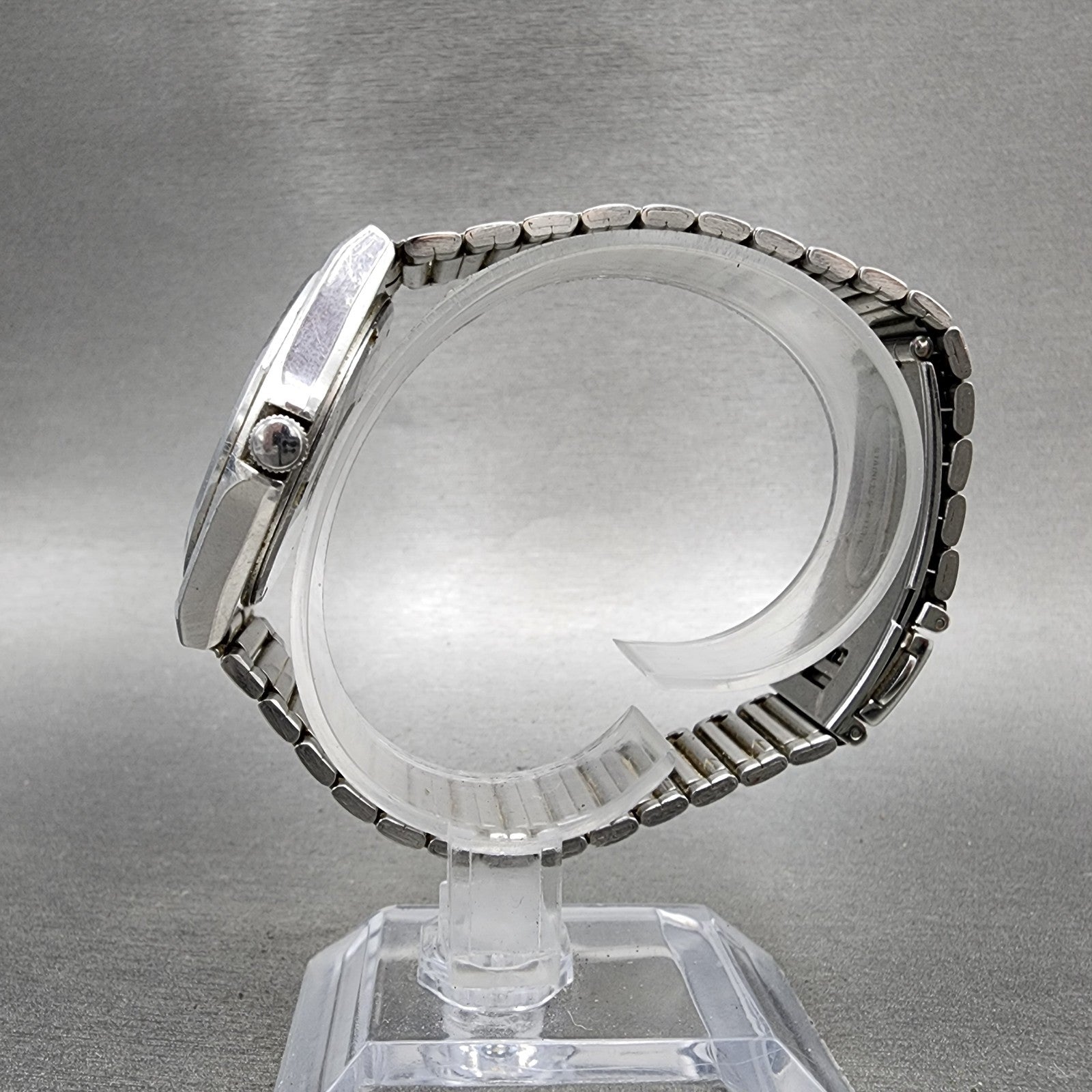 Seiko Silver Wave Watch Men 35mm Black Dial Silver Tone Daydate 64337000 PARTS7