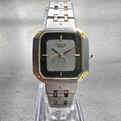 Seiko Credor Watch Women 22mm Silver Dial Two Tone Rectangle 8420-5020 New Batt0