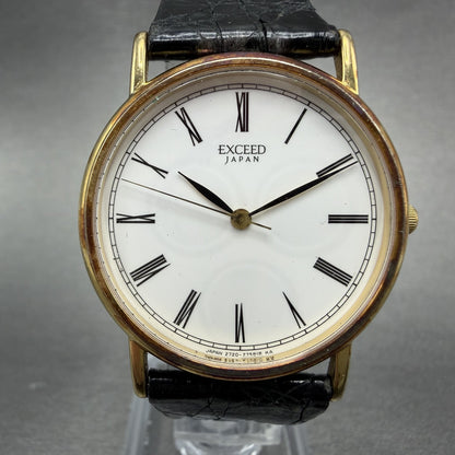 Citizen Exceed Watch Men 32mm White Dial Gold Tone Round 2730-273532 New Batt0