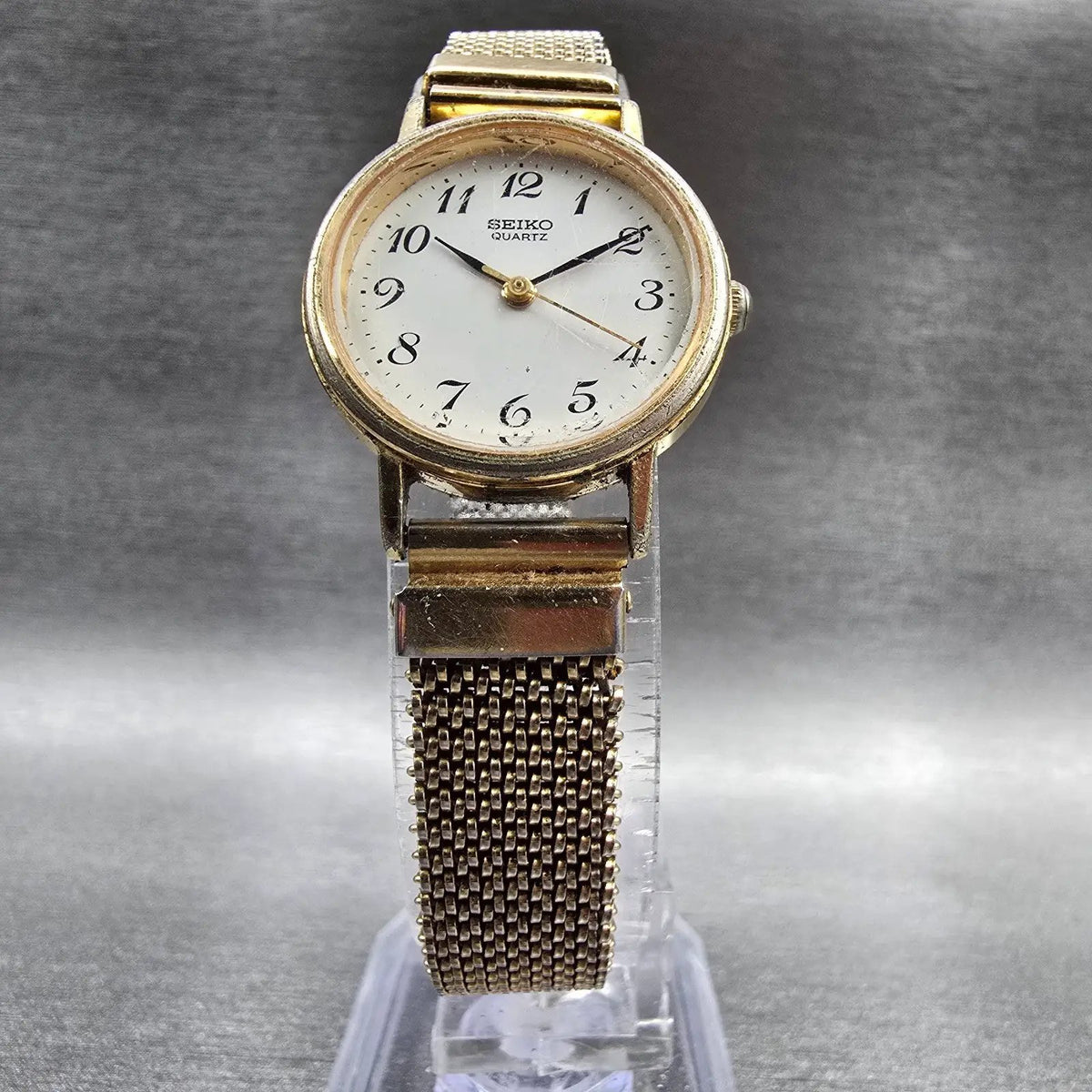 Seiko Watch Women 23mm White Dial Gold Tone Round 7321-0100 New Battery VTG JP35