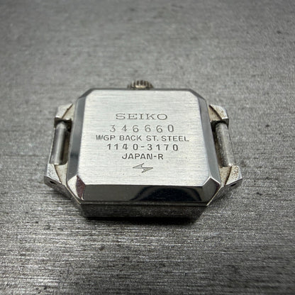 Seiko Special Tank Watch Women 18mm Blue Dial Silver Tone Manual 1140-3170 Runs7