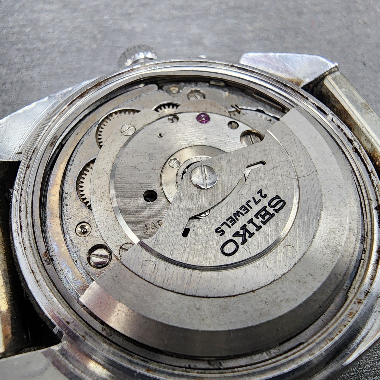 Seiko BellMatic Watch Men 38mm Silver Dial Silver Tone Daydate Alarm PARTS14