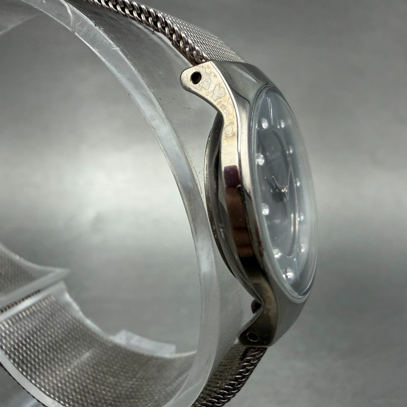 Skagen Watch Women 24mm Black Dial Titanium Mesh Band 233XSTTM New Battery3