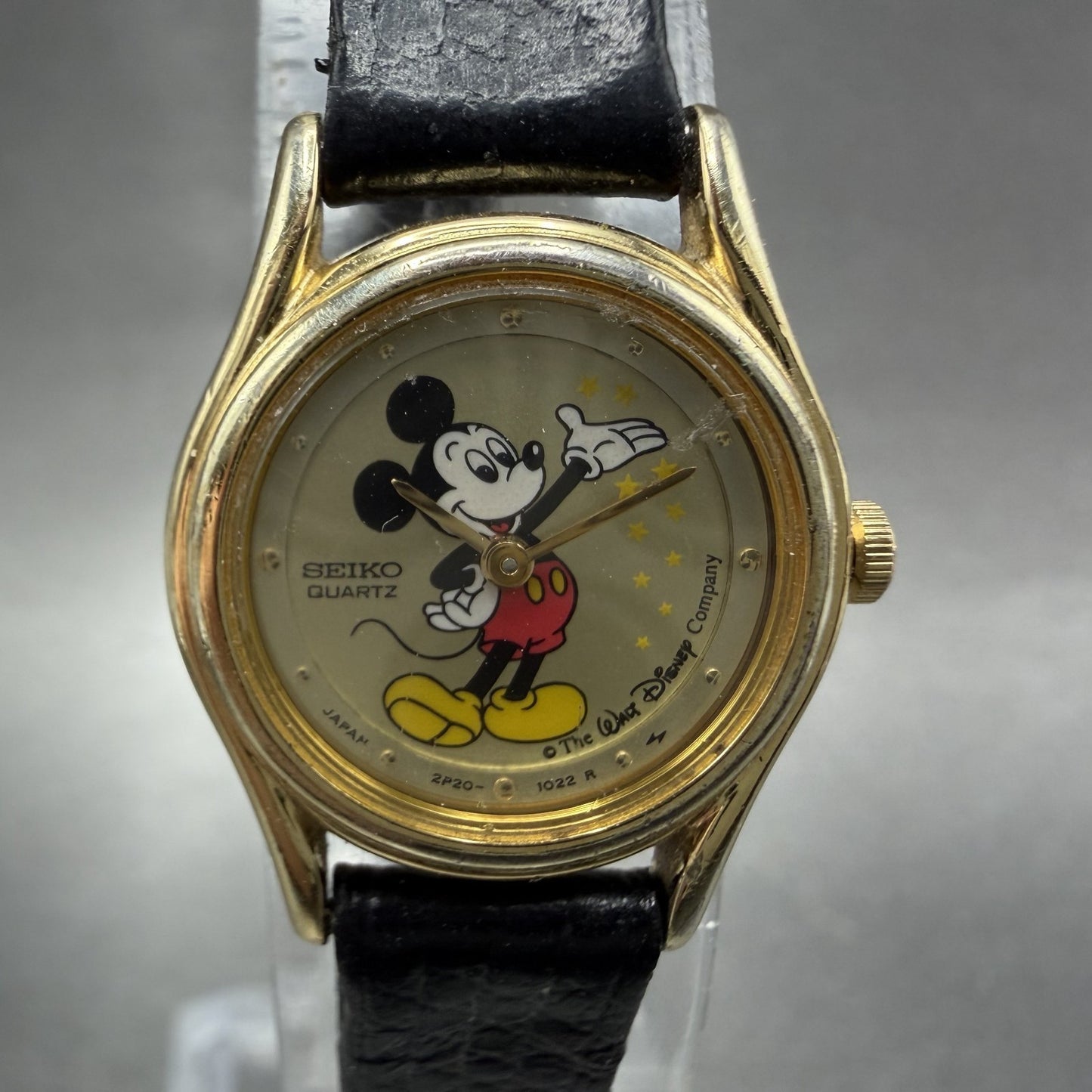 Seiko Mickey Mouse Watch Women 19mm Champagne Dial Gold Tone 2p200089 New Batt1