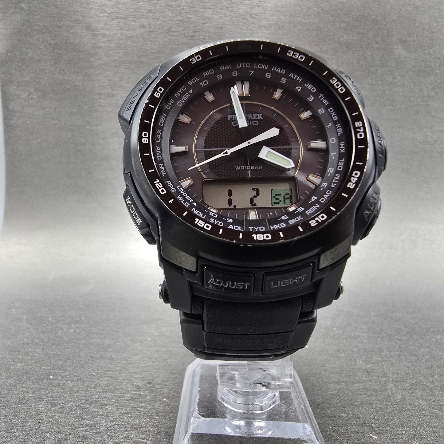 Casio Pro Trek PRG-510 Watch Men 49mm Black Solar Triple Sensor Alarm Round Runs5