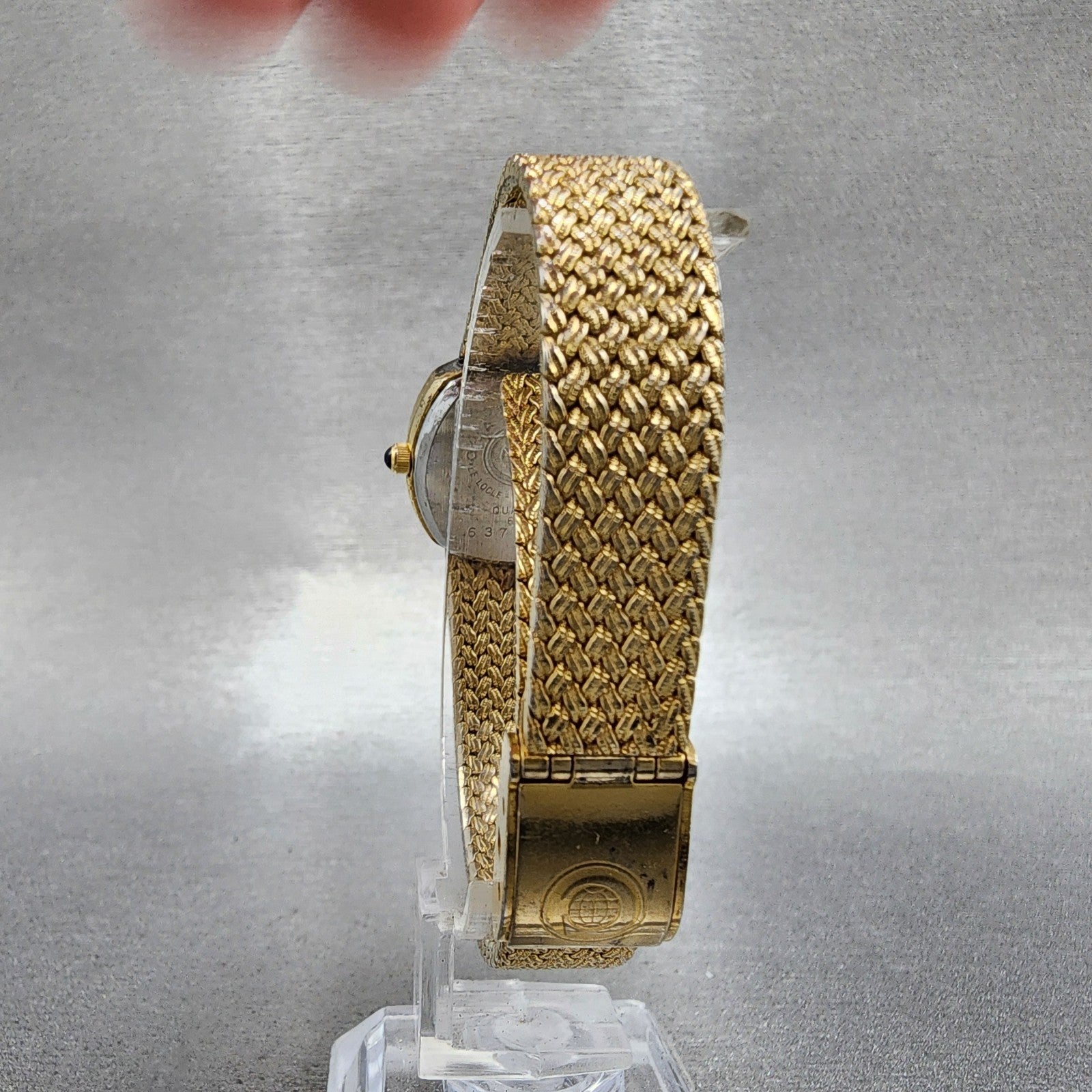 Cyma Watch Women 22mm Gold Dial Gold Tone Rectangle 616 New Battery Vintage7