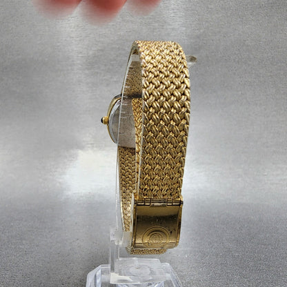 Cyma Watch Women 22mm Gold Dial Gold Tone Rectangle 616 New Battery Vintage7