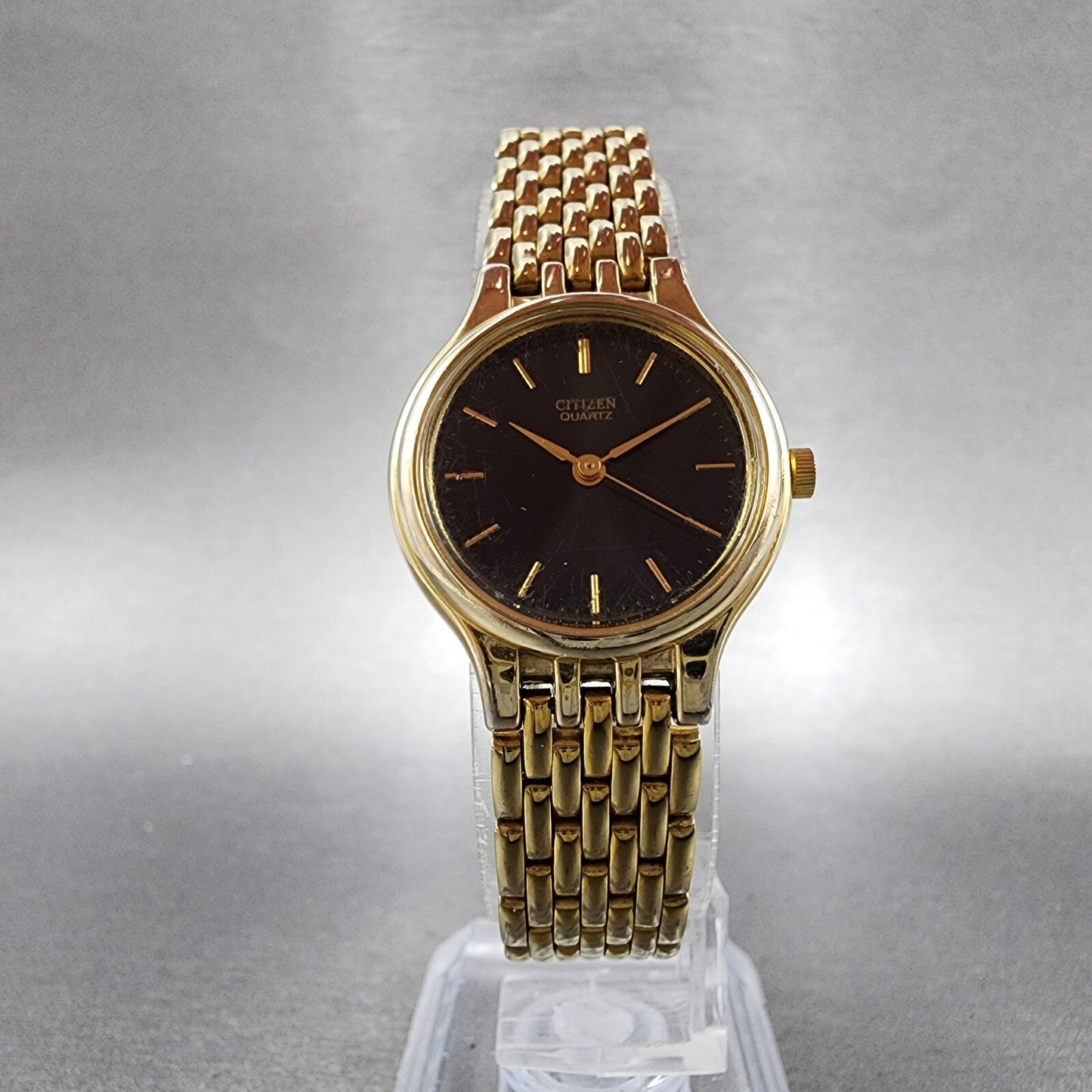 Citizen Watch Women 24mm Black Dial Gold Tone Round 6031K06894 New Battery5