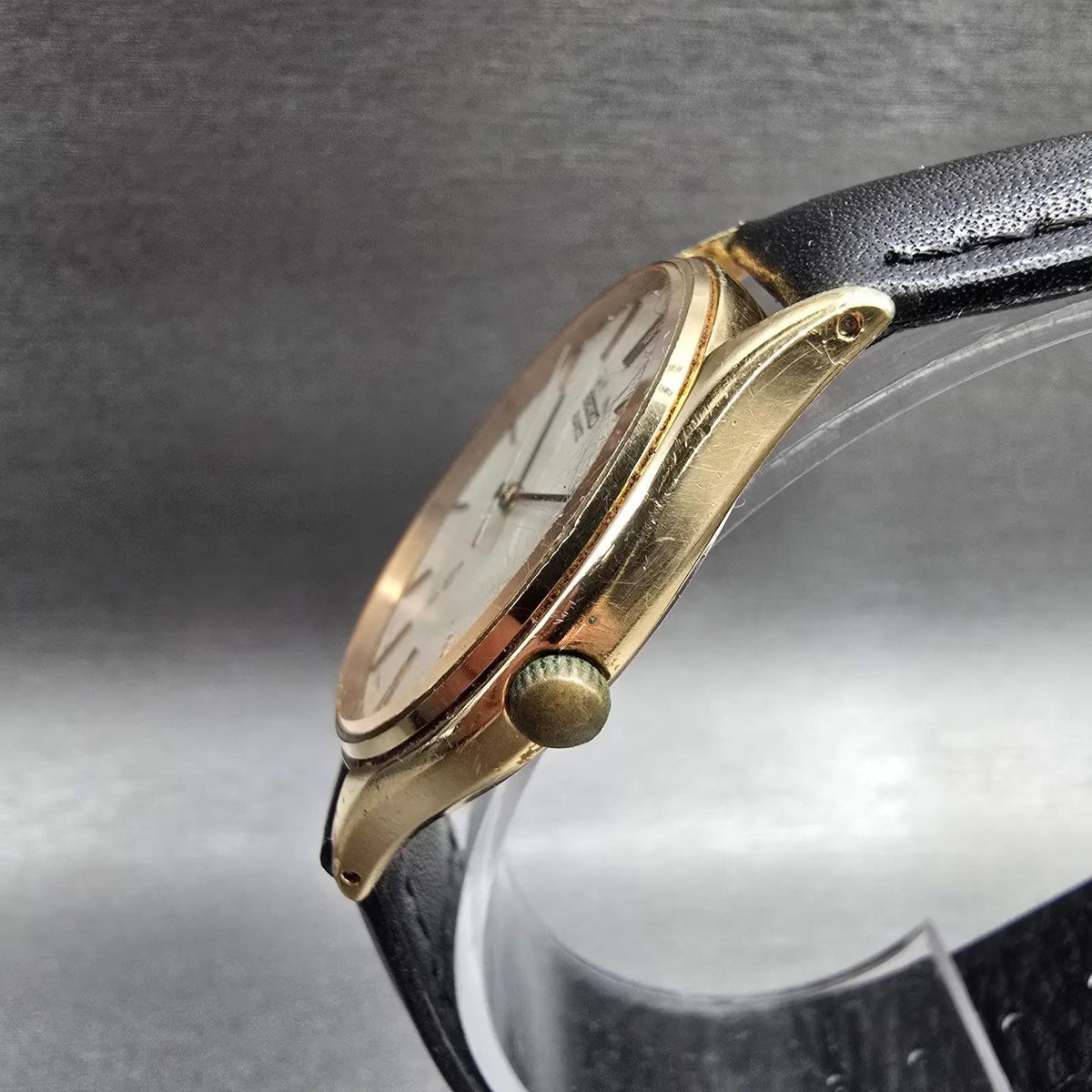 Seiko Watch Men 33mm Ivory Dial Gold Tone Round 7830-8030 New Battery Vintage2