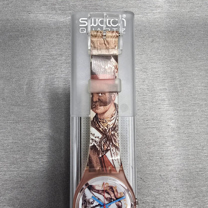 Swatch Masquerade Watch Men 34mm White Dial Pink Case GP105 New Battery NOS READ7