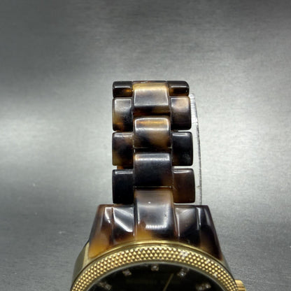 Michael Kors Watch Women 37mm Brown Dial Gold Tone Tortas Daydate New BatteryABC4