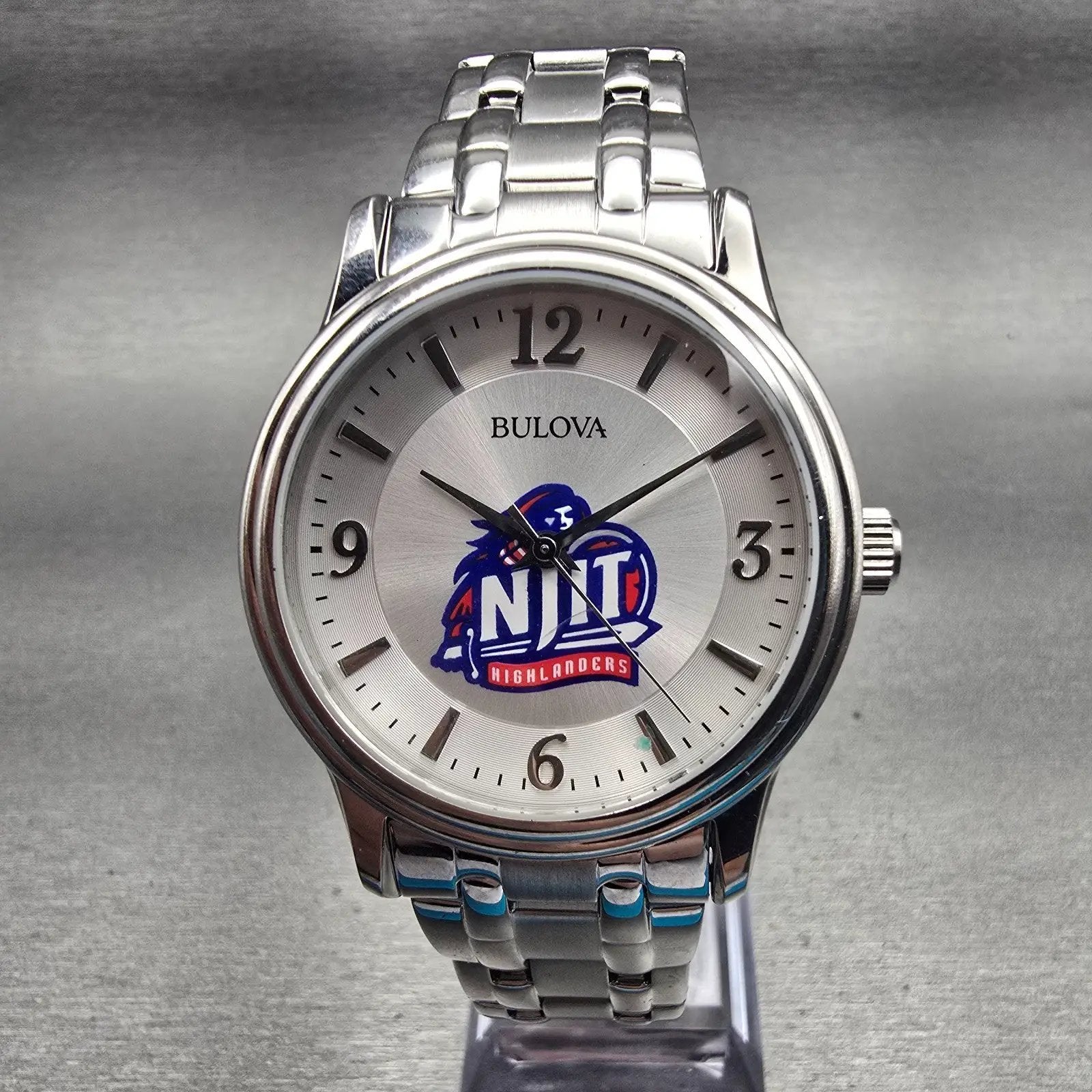 Bulova NJIT Watch Men 38mm Silver Dial Silver Tone Round 96A000 New Battery0