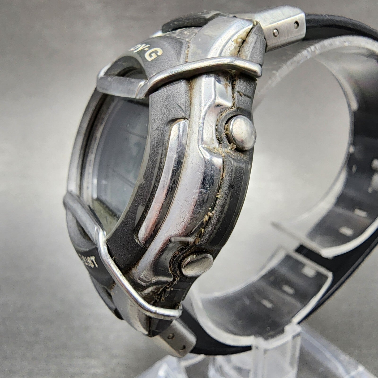 Casio BabyG Watch Women 42mm Digital Silver Tone alarm Chrono MSG133 New Batt2