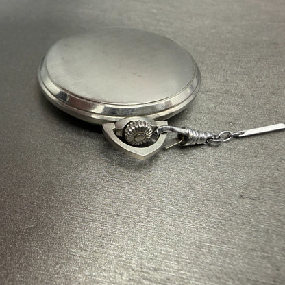 Tavannes pocket Watch 44mm White Dial Silver Tone 17 Jewels Manual Wind PARTS10