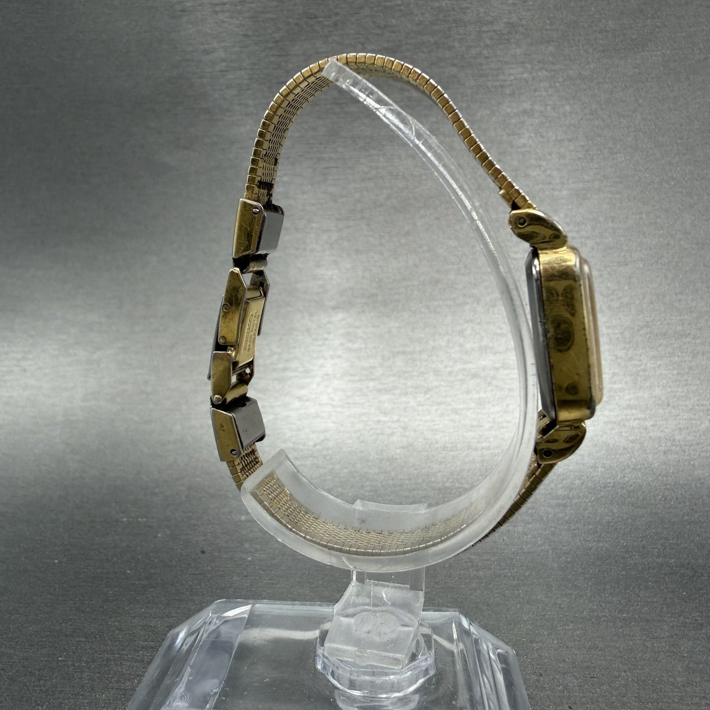Seiko Tank Watch Women 17mm Champagne Dial Gold Tone 5420-5319 New Battery8