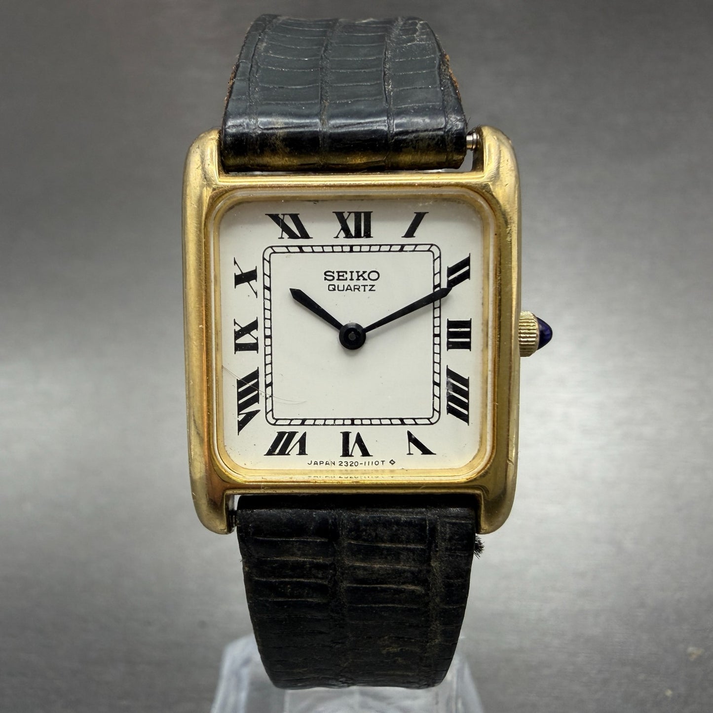 Seiko Tank Watch Women 22mm White Dial Gold Tone Rectangle 2320-5649 New Battery0