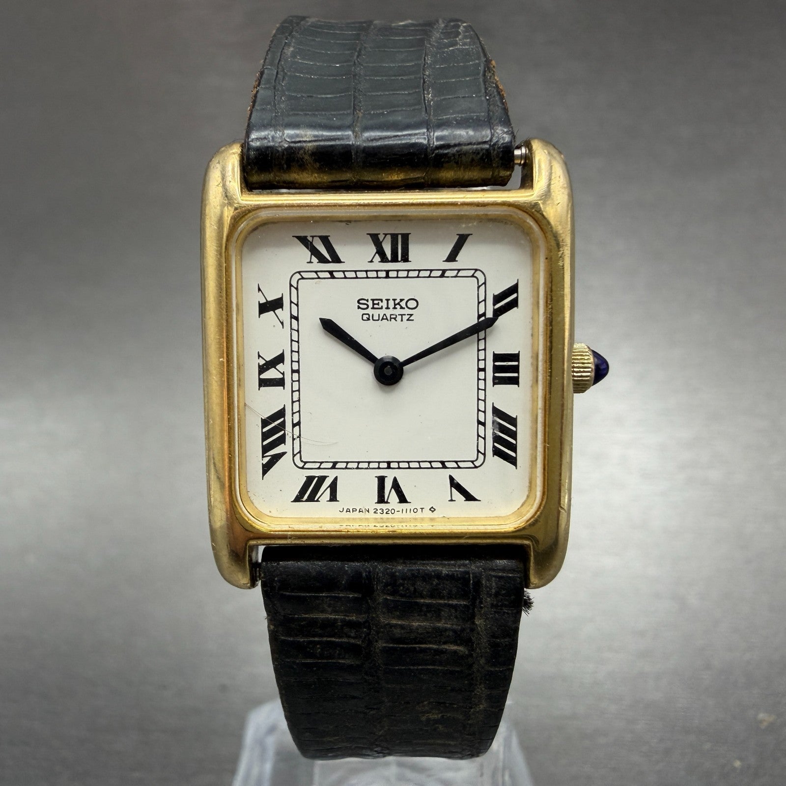 Seiko Tank Watch Women 22mm White Dial Gold Tone Rectangle 2320-5649 New Battery0