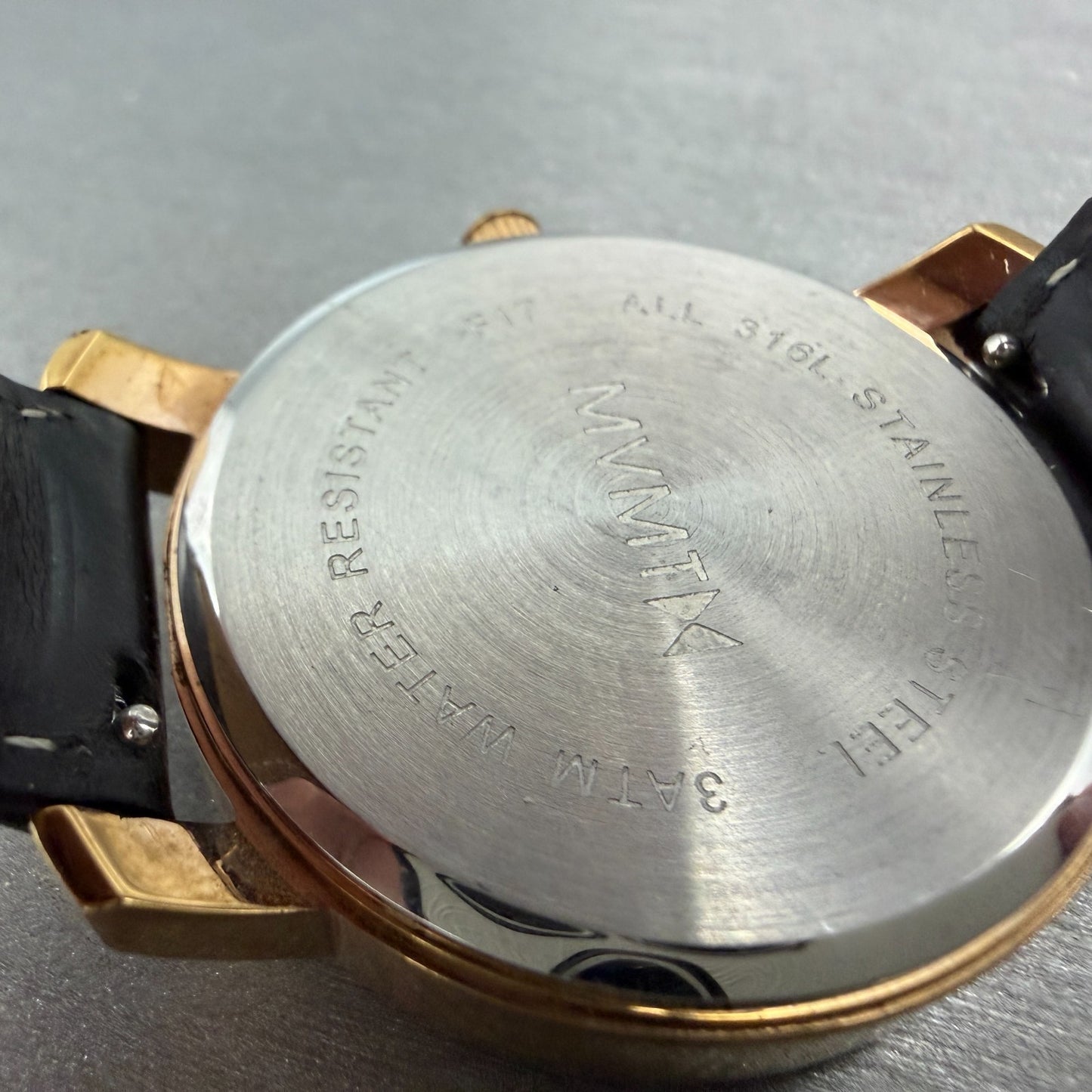 MVMT Boulevard Watch Women 38mm Black Dial Rose Gold Tone Date Leather New BattN9