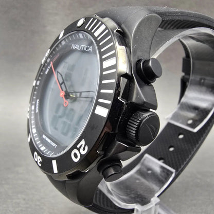 Nautica Dive Watch Men 44mm Black Analog Digital Alarm Chronograph New Battery2