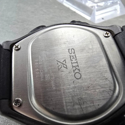 Seiko Super runner Watch Men 43mm Black Alarm Chronograph S680-00A0 Solar Works9