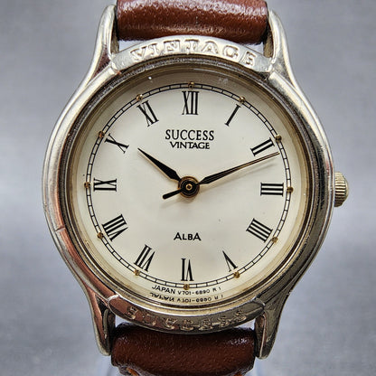 ALBA Success Vintage Watch Women 23mm Cream Dial Silver Tone Round New Battery1
