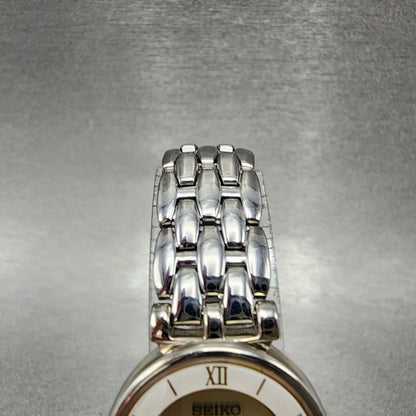 Seiko Solar Watch Women 23mm Champagne Dial Silver Tone V110-0a40 Runs