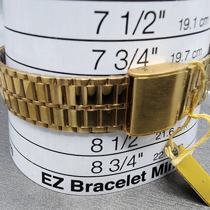 Bulova Watch Men 32mm White Dial Gold Tone Date Round 92B72 New Batt NOS14