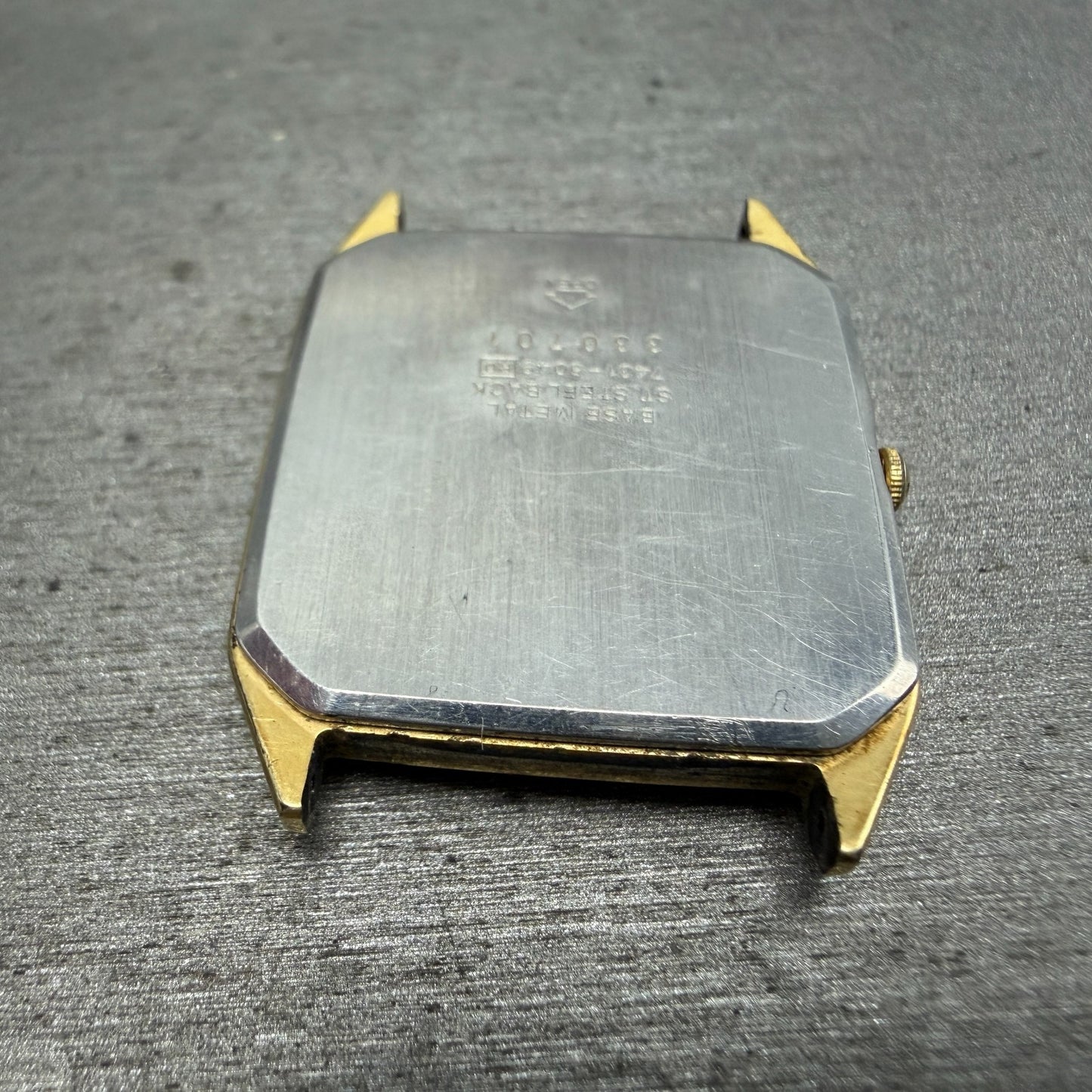 Seiko Tank Watch Men 27mm Champagne Dial Gold Tone Rectangle 7431-5049 PARTS11