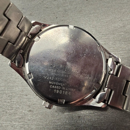 Seiko Alba Watch Men 36mm White Dial Silver Tone Date Round VJ42-KDG0 New Batt10