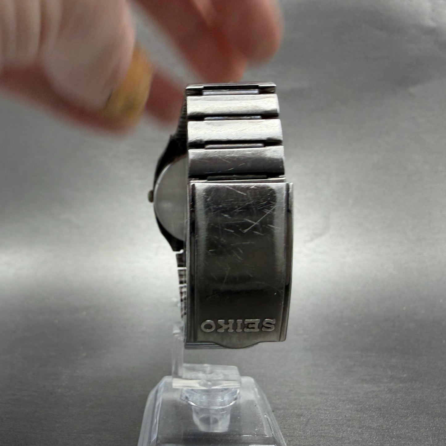 Seiko Analog Digital Watch Men 33mm Gray Dial Steel Rectangle H601-5479 PARTS!!!8