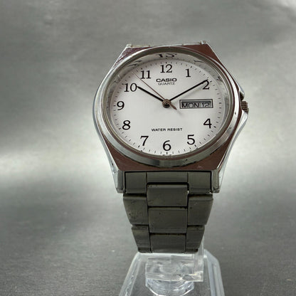 Casio Watch Men 35mm White Dial Silver Tone Daydate MTP-1240DJ New Battery5
