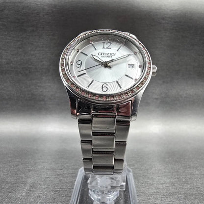 Citizen Watch Men 34mm Silver Dial Silver Tone Date Gemmed 1112-S088275 New Batt5