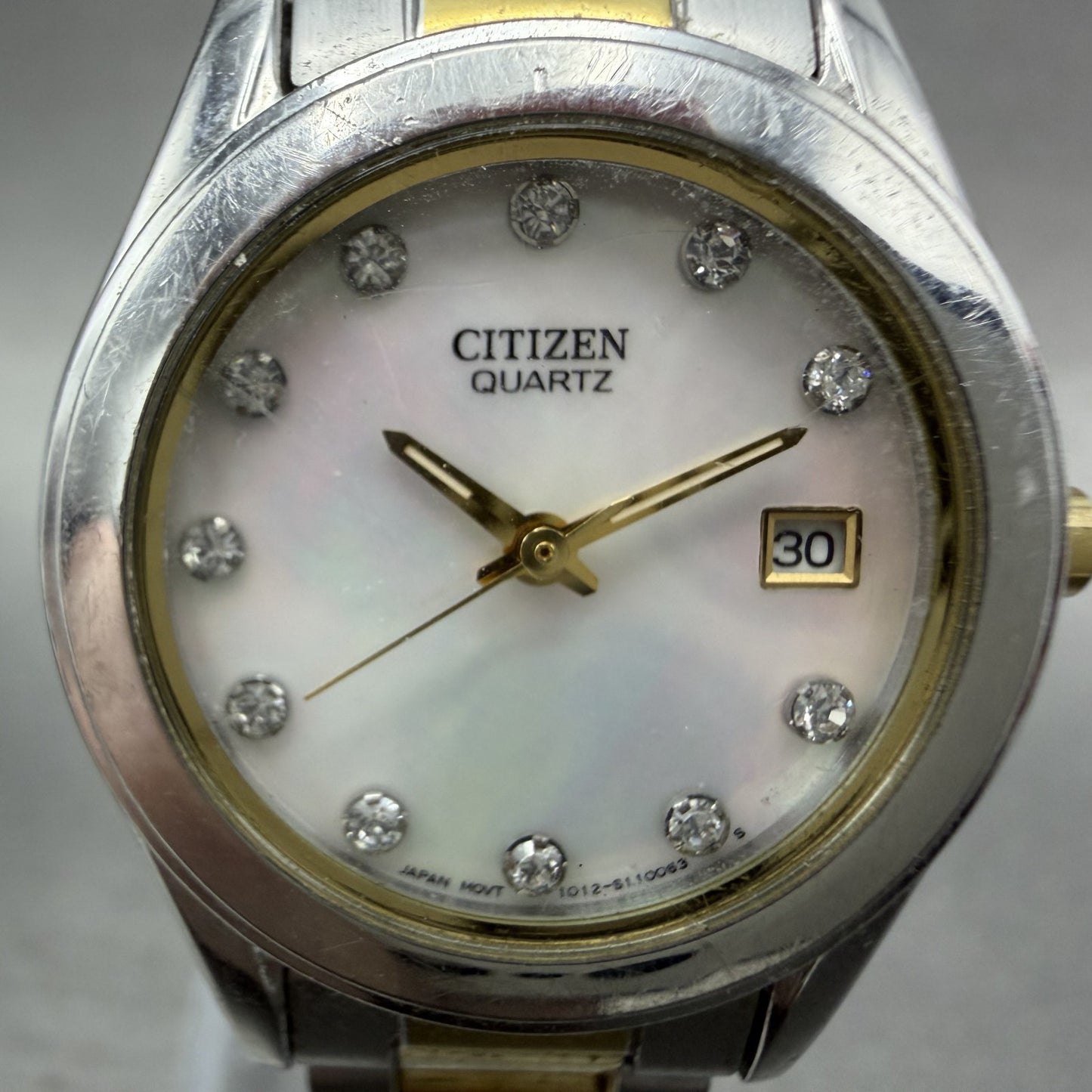 Citizen Watch Women 26mm MOP Dial Two Tone Date Round 1012S075670 New Battery1