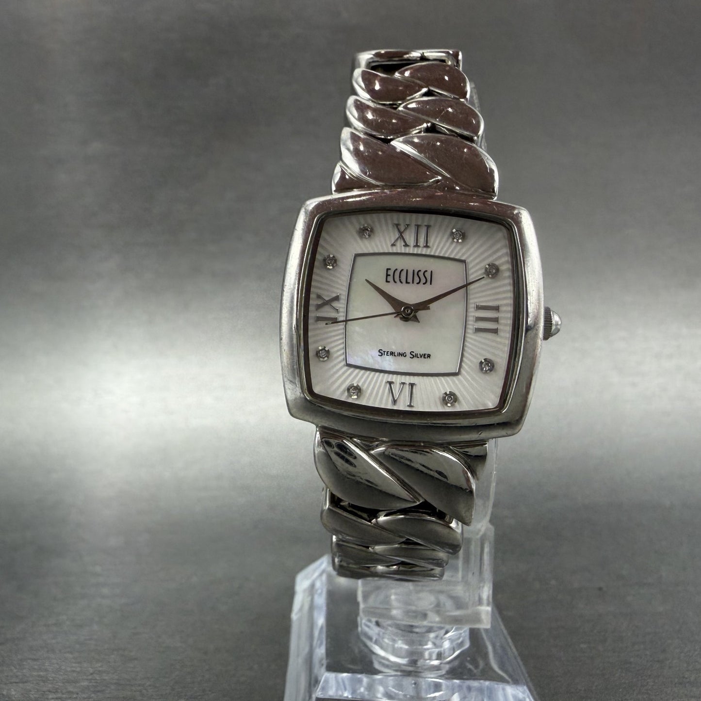 Ecclissi Watch Women 26mm MOP Dial 925 Sterling Silver Rectangle New Battery5