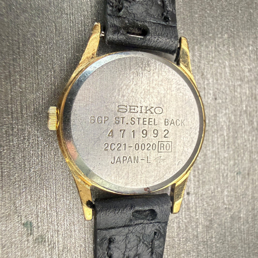 Seiko Watch Women 20mm Gold Dial Gold Tone Round 2C21-0020 Vintage New Battery10